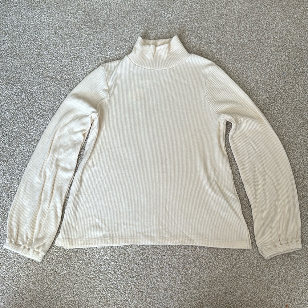 Madewell Mock Neck Bubble Sleeve Top